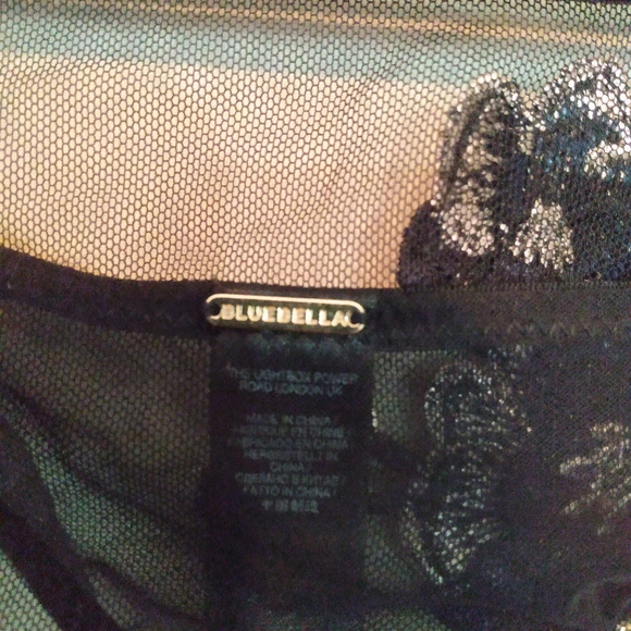 Bluebella black floral thong underwear with garters attached - Picture 5 of 6